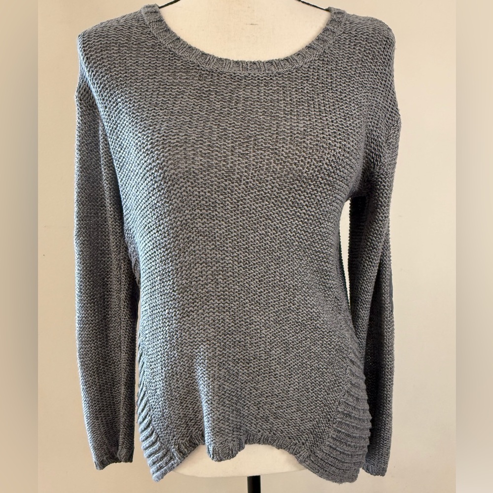Alya gray long sleeve knit sweater elbow patches SZ M